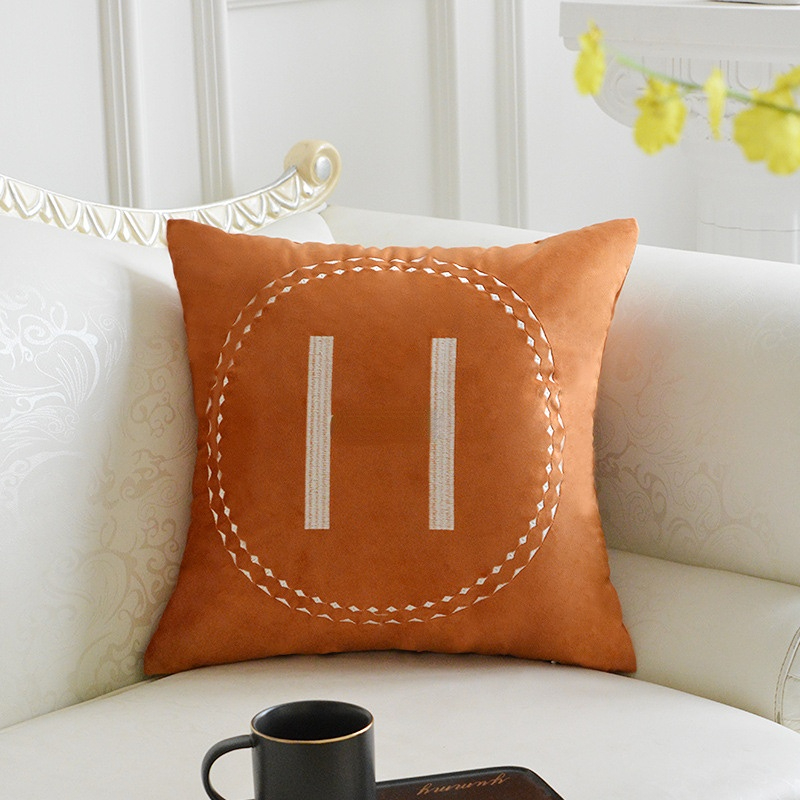 home decor pillow case Simple Light Designer Model Orange Sofa Soft Leather High-End Embroidered Waistcoat Cushion Cover Hotel without Core w250507