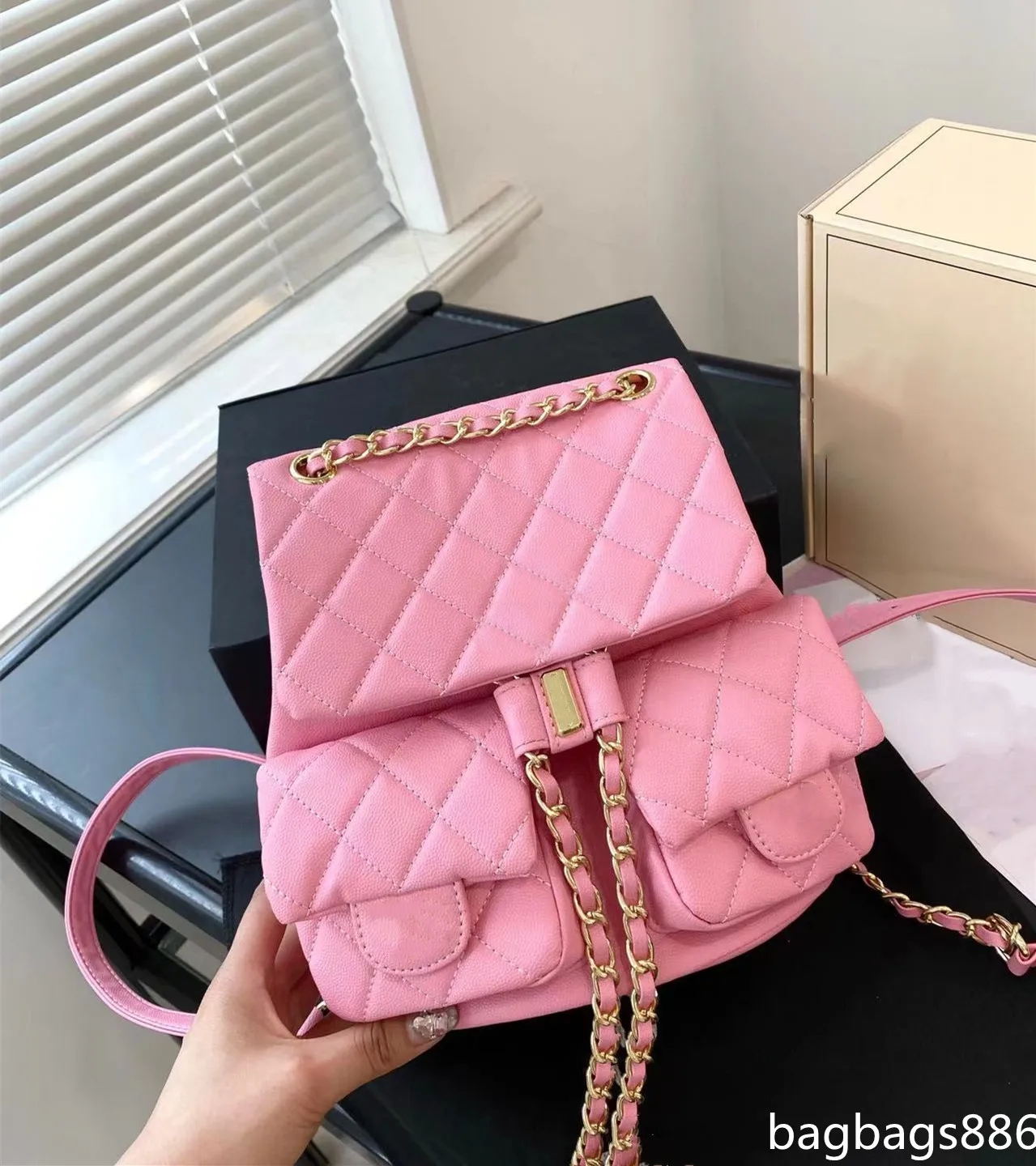 23 p quality designer women mini backpack classic gold double chain shoulder bag leather clutch and caviar sheepskin leather shoulder bag handbag, Style 12 
23 p quality designer women mini backpack classic gold double chain shoulder bag leather clutch and caviar sheepskin leather shoulder bag handbag, Style 12