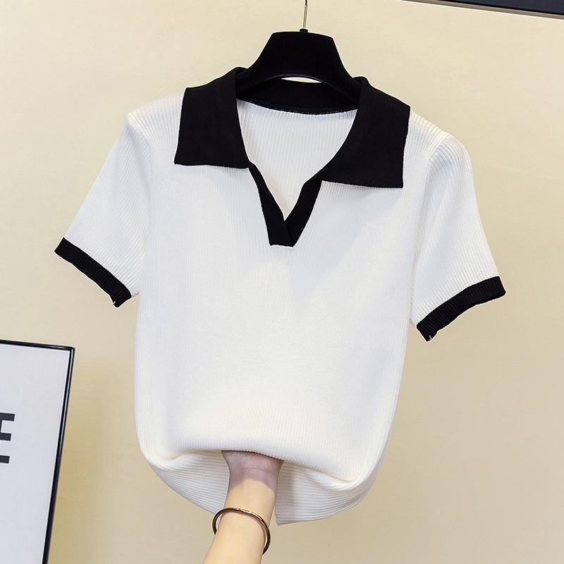 Womens Sweaters Summer Clothes Knitted Woman Pullovers Oversized Basic Jumper Slim Sweater Pull Short SleeveWomens