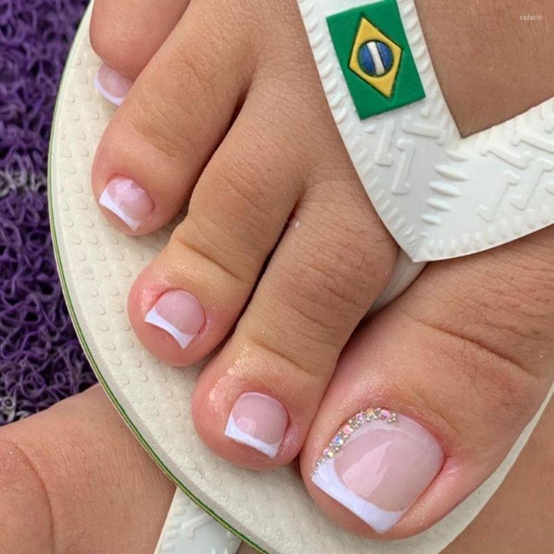False Nails 24pcs Glitter Rhinestone Design Fake Toenails White French Toe Nail Patch Full Cover Short Ballet Acrylic Foot Tips, Aa3
False Nails 24pcs Glitter Rhinestone Design Fake Toenails White French Toe Nail Patch Full Cover Short Ballet Acrylic Foot Tips, Aa3