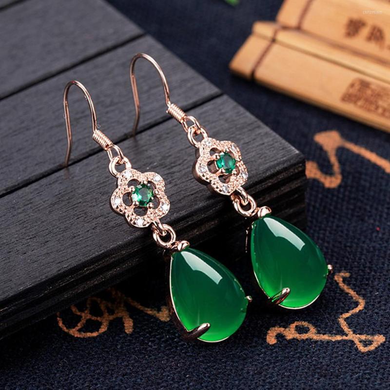 Dangle Earrings Elegant Green Jade Agate Emerald Gemstones Diamonds Drop For Women 18k Rose Gold Filled Jewelry Bijoux Birthday Gifts
Dangle Earrings Elegant Green Jade Agate Emerald Gemstones Diamonds Drop For Women 18k Rose Gold Filled Jewelry Bijoux Birthday Gifts