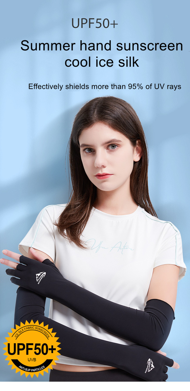 Mittens Sunscreen Gloves Summer ice Silk Sleeves UV Protection Long Summer Outdoor Driving Men Women's Antiultraviolet ice Silk Sleeves 230428