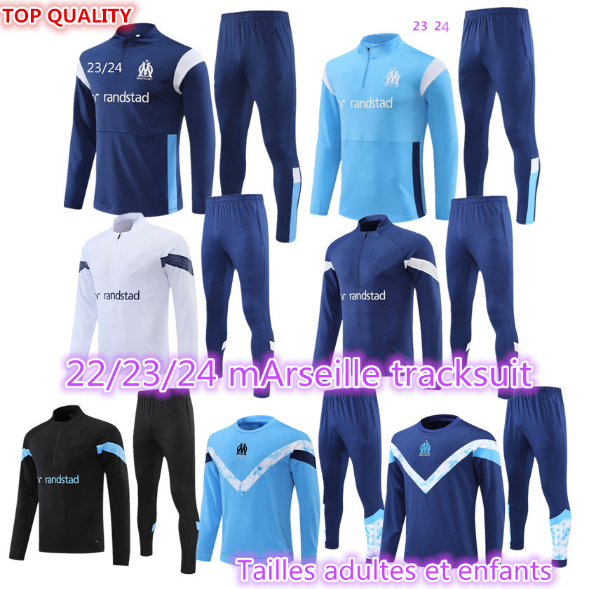 2023 2024 kids and adult tracksuit MILIK PAYET Marseilles survetement fottball Training suit veste maillot 22 23 24 OM man tracksuit football jogging set
