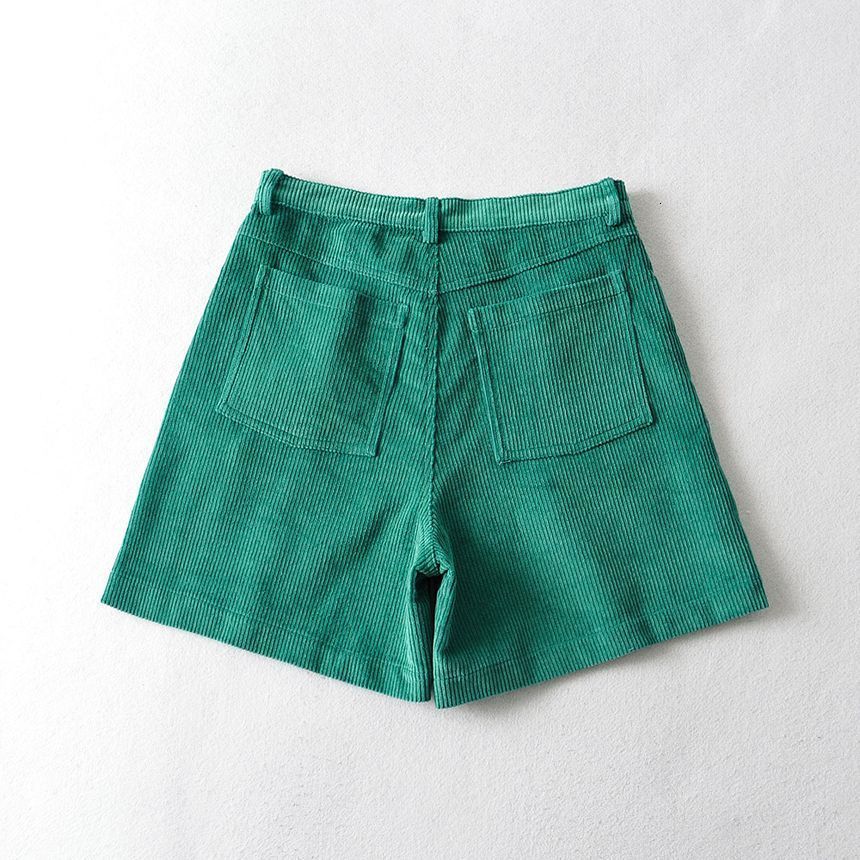 Women's Shorts Flectit Bermuda Shorts Women High Waist Wide Leg Oversized Shorts Corduroy Student Girl Casual Outfits 230428