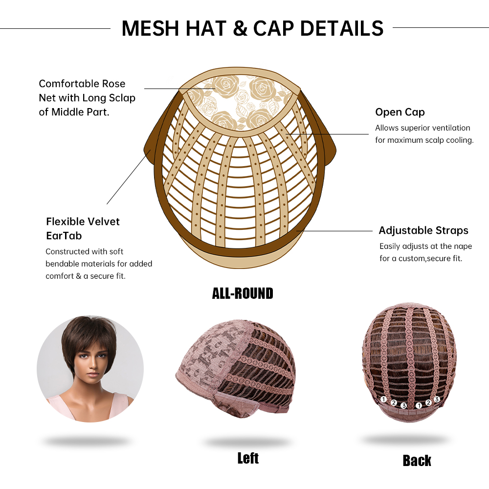 Brown Synthetic Wigs Hair Short Pixie Cut Womens Wigs with Bangs for Afro Women Natural Straight Daily Party Heat Resistantfact