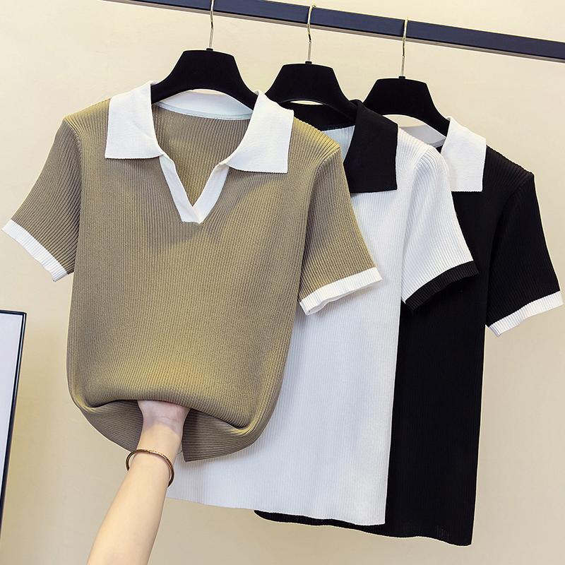 Womens Sweaters Summer Clothes Knitted Woman Pullovers Oversized Basic Jumper Slim Sweater Pull Short SleeveWomens