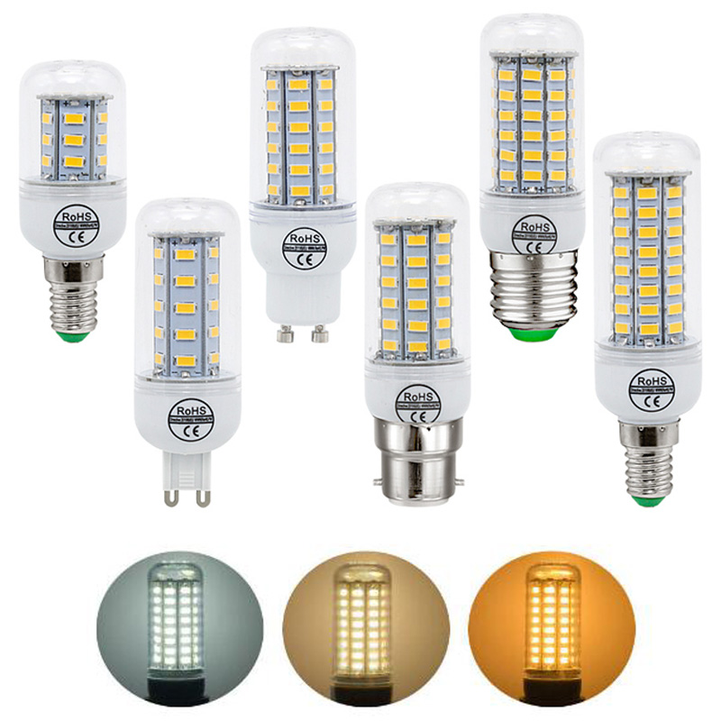 

E27 GU10 E12 E14 G9 SMD5730 LED Lamp 7W 12W 15W 18W 24W 220V 110V Corn Lights LED Bulbs Chandelier 36 48 56 69 72 LEDs