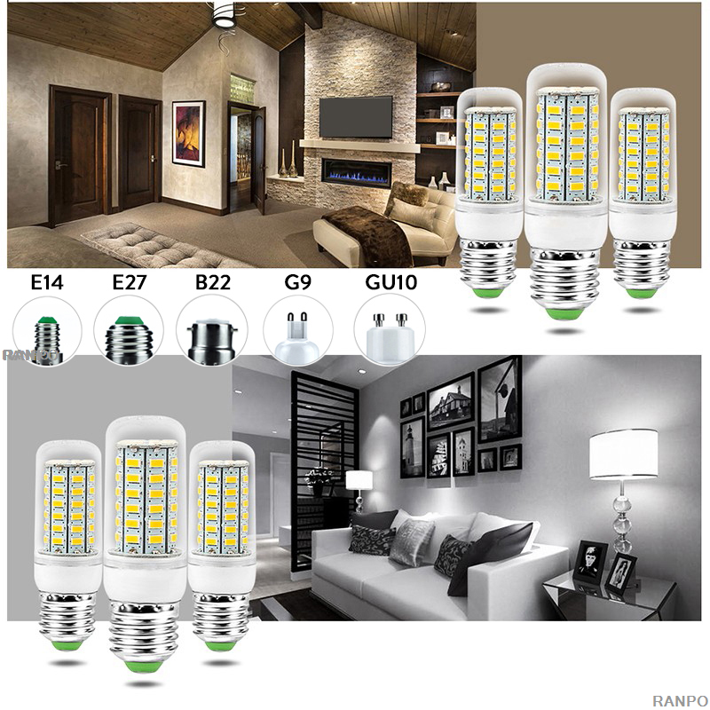 E27 GU10 E12 E14 G9 SMD5730 LED Lamp 7W 12W 15W 18W 24W 220V 110V Corn Lights LED Bulbs Chandelier 36 48 56 69 72 LEDs