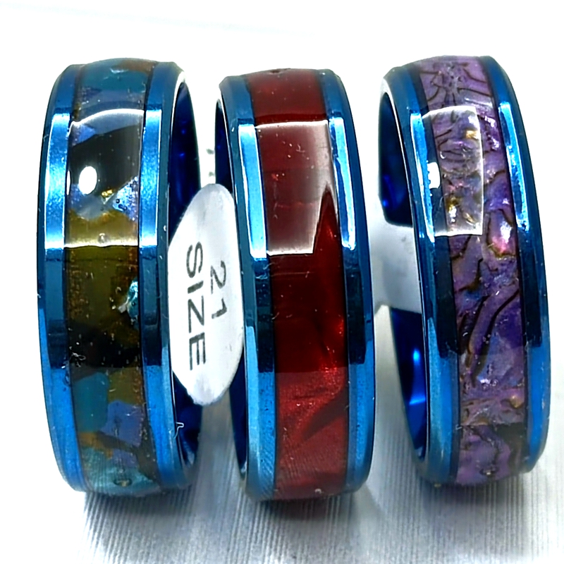 30pcs/lot Black Blue Stainless Steel Shell Ring High Quality Comfort-fit Men Women Wedding Band Ring Hot Jewelry