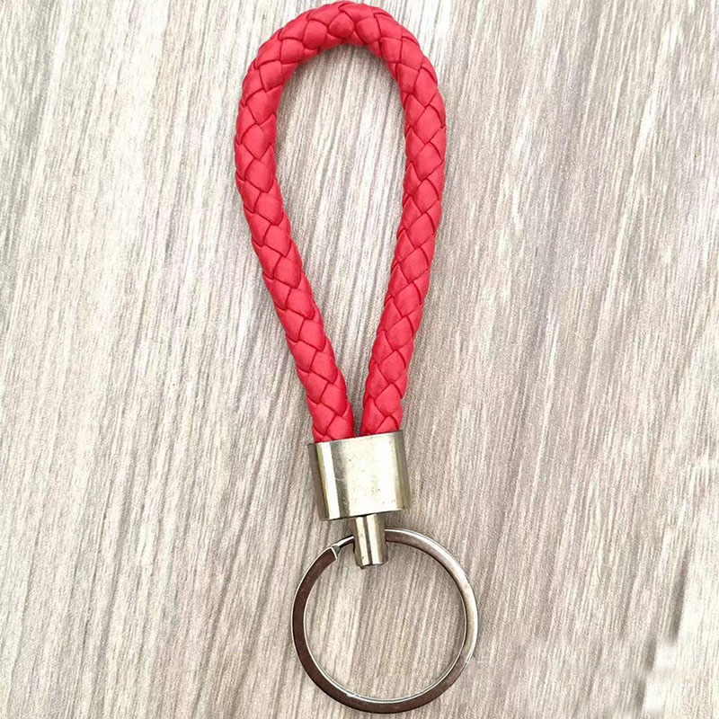 PU Leather Braided Woven Key Rings Rope Rings Fit DIY Circle Pendant Key Chains Bag Car Keychain Accessories Wholesale Low Price