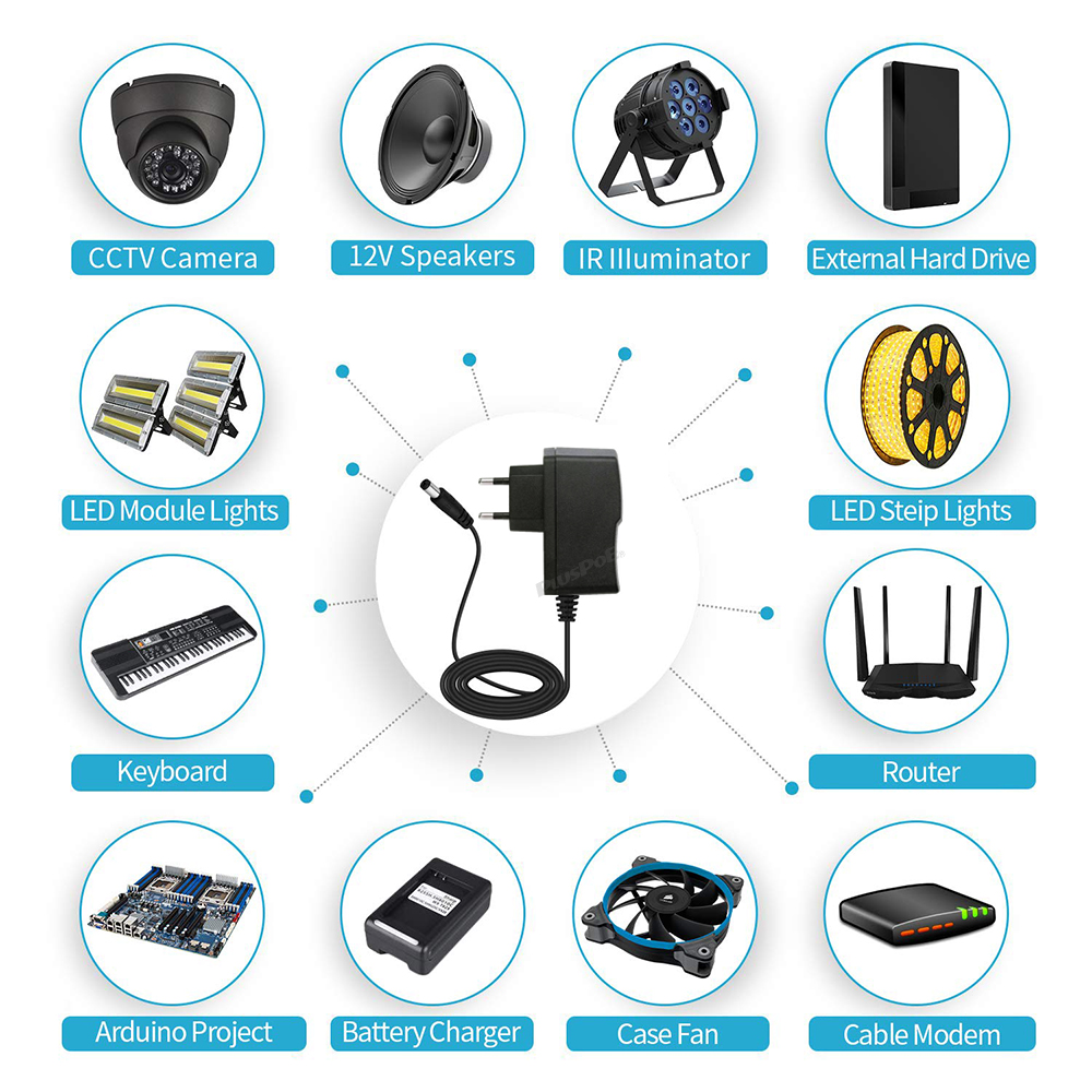 12V 24W EU US Plug Driver Adapter AC 110V 220V to DC 12V 2A 5.5*2.1mm LED Power Supply For LED Strip Lights Transformer Adapter US EU Plugs Connector - view 7