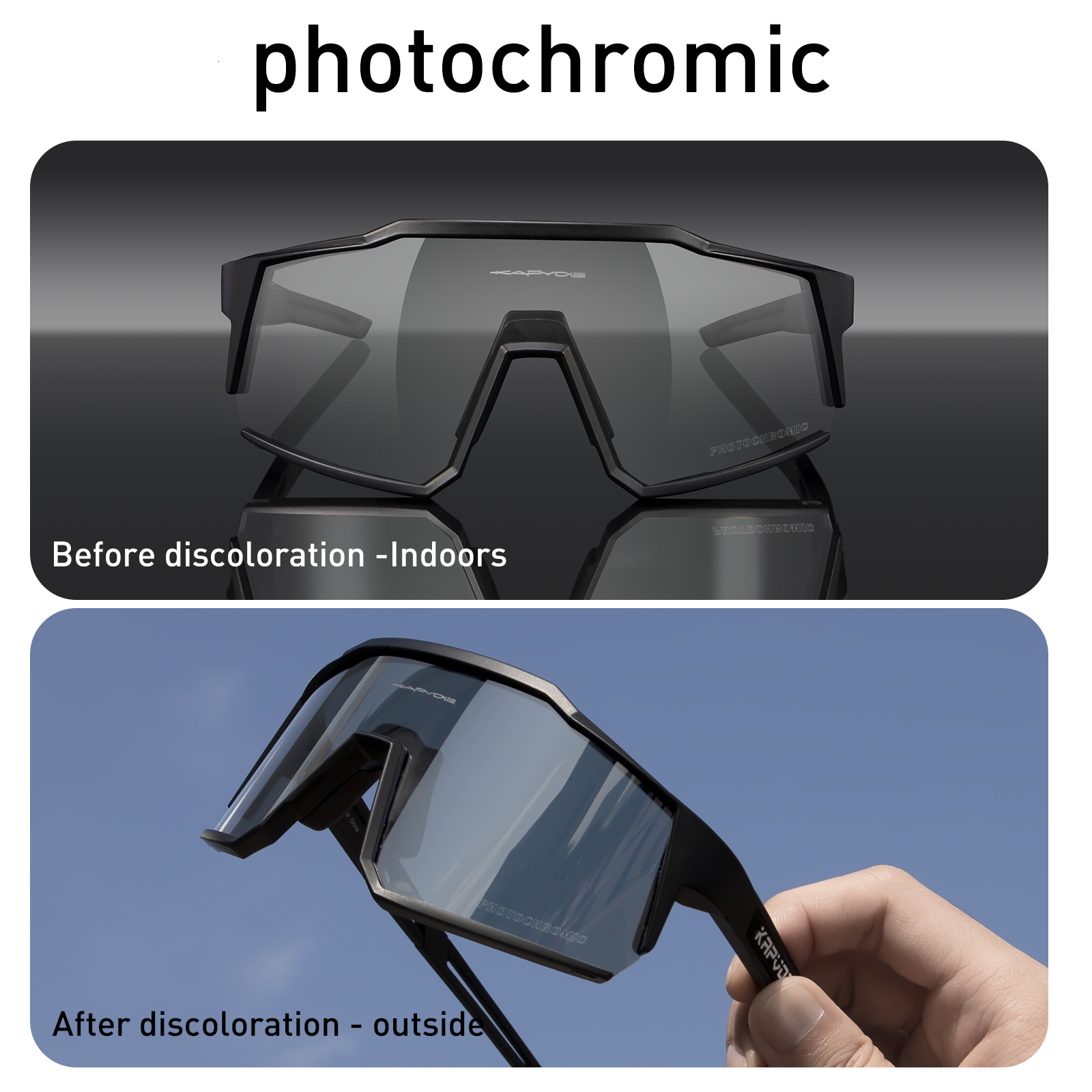 Outdoor Eyewear kapvoe Cycling Sunglasses MTB Bicycle Bike Goggles Pochromic Sunglasses UV400 Polarized Women Man Cycling Glasses Eyewear 230428