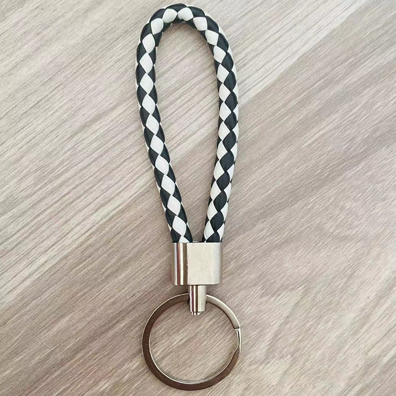 PU Leather Braided Woven Key Rings Rope Rings Fit DIY Circle Pendant Key Chains Bag Car Keychain Accessories Wholesale Low Price