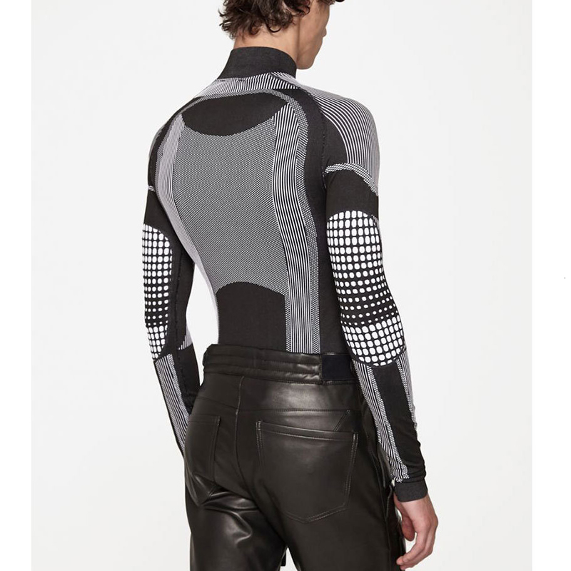 Men's T Shirts Fashion Dots Print Slim T shirts Mens Clothes Y2K Trend Zipper Turtleneck Tops 2023 Spring Summer Men Tees Streetwear 230428