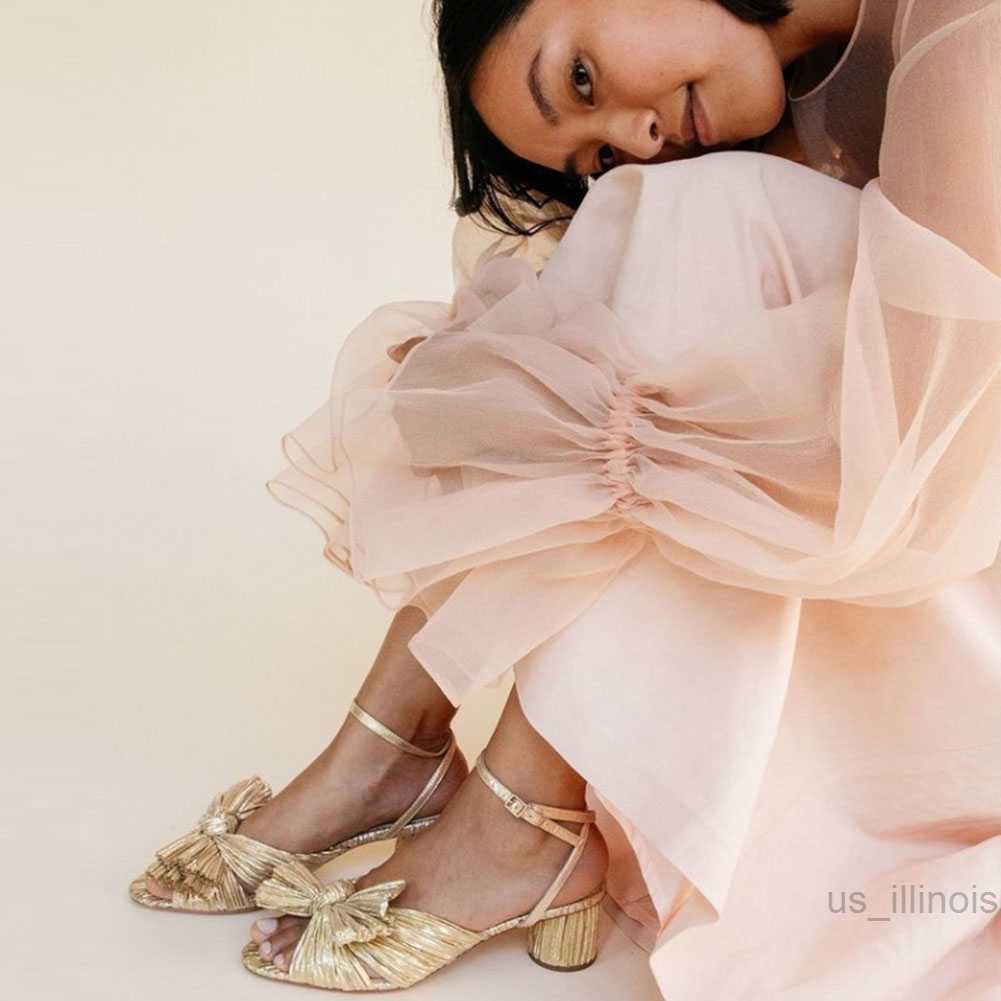 Dress Shoes Fashion Summer Solid Sandals High Chunky Heels Open Toe Big Size 43 Butterfly Knot Elegant Weeding Party Women Shoes