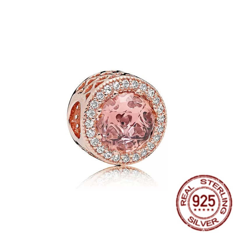 925 Sterling Silver Charm Rose gold Color Pink Daisy Flowers Cherry Blossom Pearl Beads Suitable for DIY Bracelet Female Jewelry Fashion Accessories