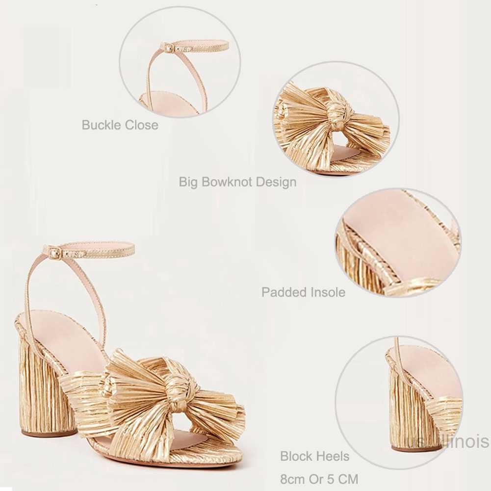 Dress Shoes Fashion Summer Solid Sandals High Chunky Heels Open Toe Big Size 43 Butterfly Knot Elegant Weeding Party Women Shoes