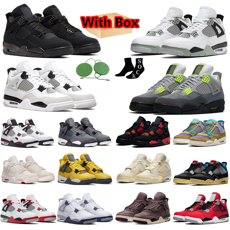 With Box 4 Basketball Shoes Men Women 4s Pine Green Photon Dust University Blue Red Cement Military Black Cat Mens Trainers Sport Sneakers, 11
With Box 4 Basketball Shoes Men Women 4s Pine Green Photon Dust University Blue Red Cement Military Black Cat Mens Trainers Sport Sneakers, 11