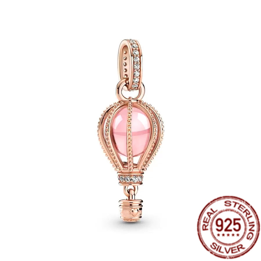 925 Sterling Silver Charm Rose gold Color Pink Daisy Flowers Cherry Blossom Pearl Beads Suitable for DIY Bracelet Female Jewelry Fashion Accessories