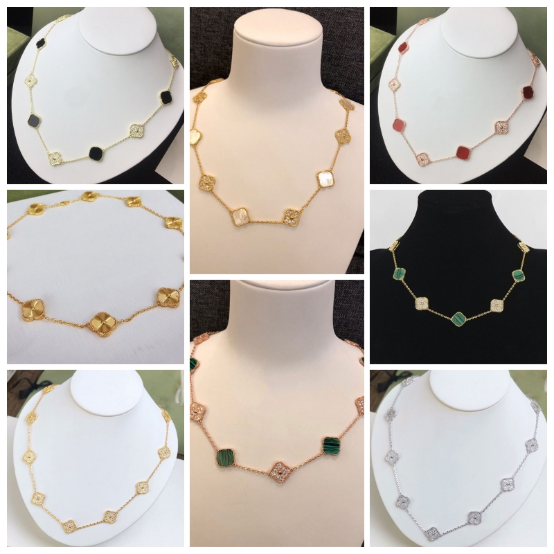 Designer Necklace 4 Leaf Clover Necklace Fashion 18K Rose Gold Silver Plated 10 Diamonds Agate Pearl Classic Charm for Women Wedding Engagement Luxury Jewelry
Designer Necklace 4 Leaf Clover Necklace Fashion 18K Rose Gold Silver Plated 10 Diamonds Agate Pearl Classic Charm for Women Wedding Engagement Luxury Jewelry