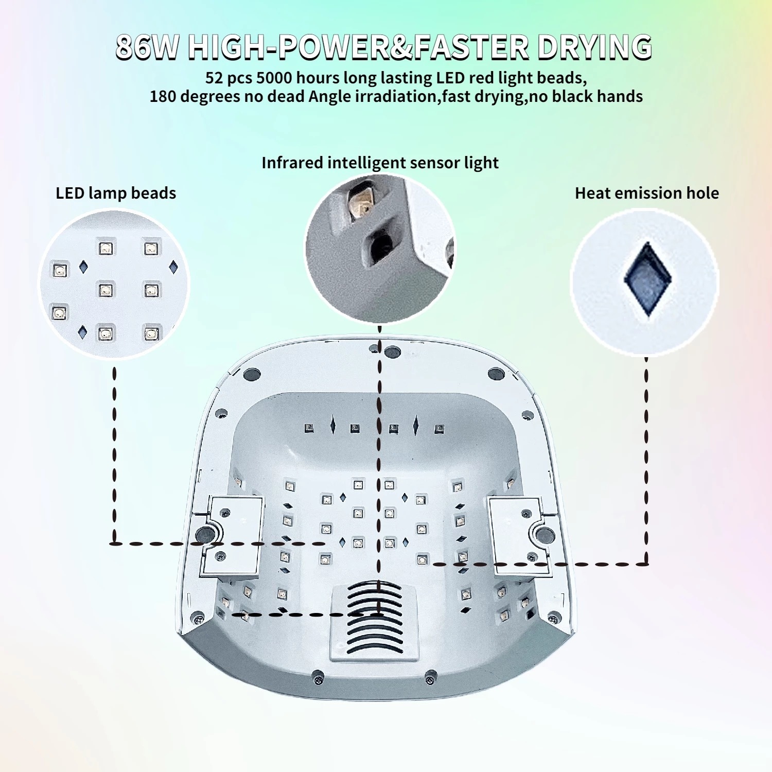 Dryers Rechargeable 86W Red Polish Dryer Wireless Gel Cure Light Manicure Lamps Cordless Nail UV LED Lamp 230428