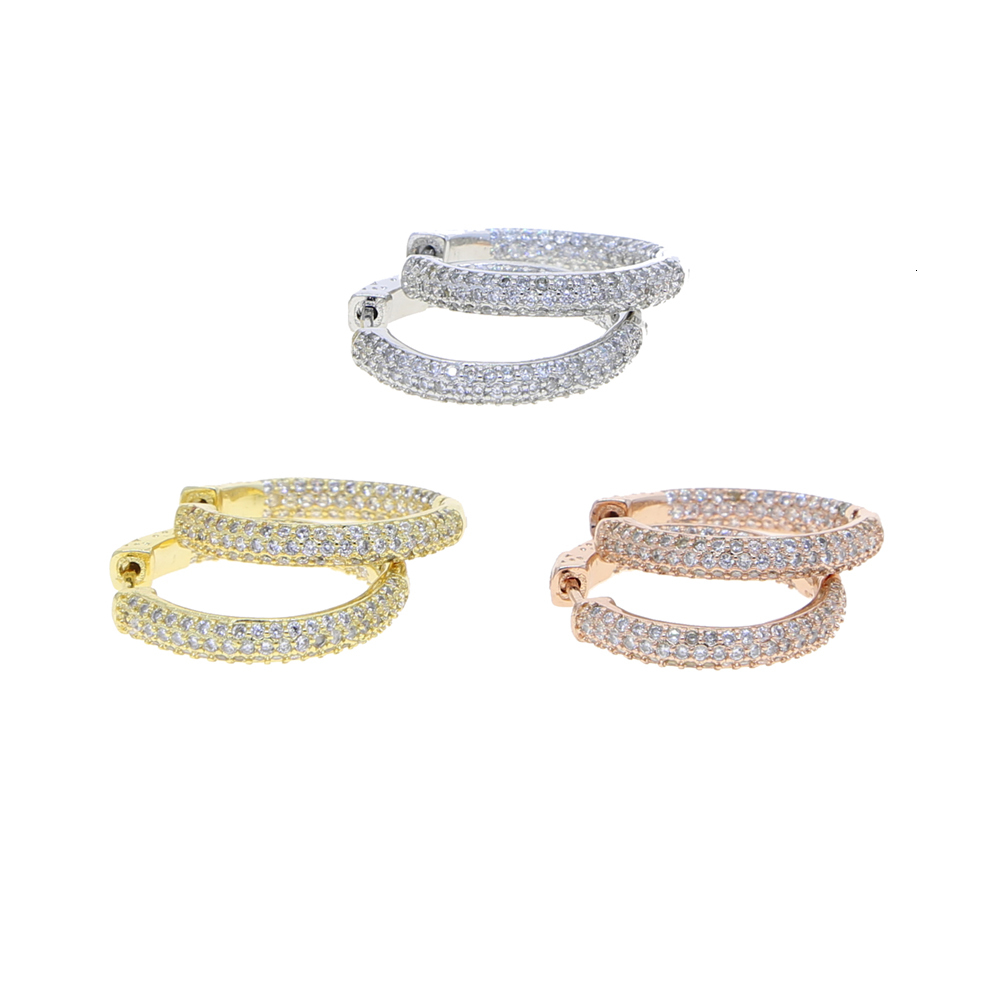 Hoop Huggie 25mm 50mm full cubic zirconia cz hoop earring Classic spring clasp top quality elegant women lady gift Huggie CZ hoop jewelry 230428