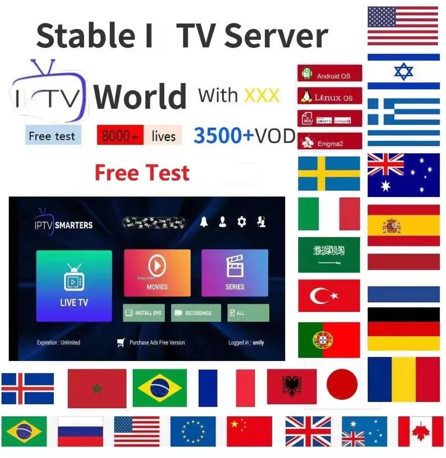 

TV Parts 2023 new M3U Europe 25000 Live VOD Xxx Android Smarters Pro US French Switzerland Canada UK Australia Turkey Ireland Africa Spain Arabic NL SHOW TV