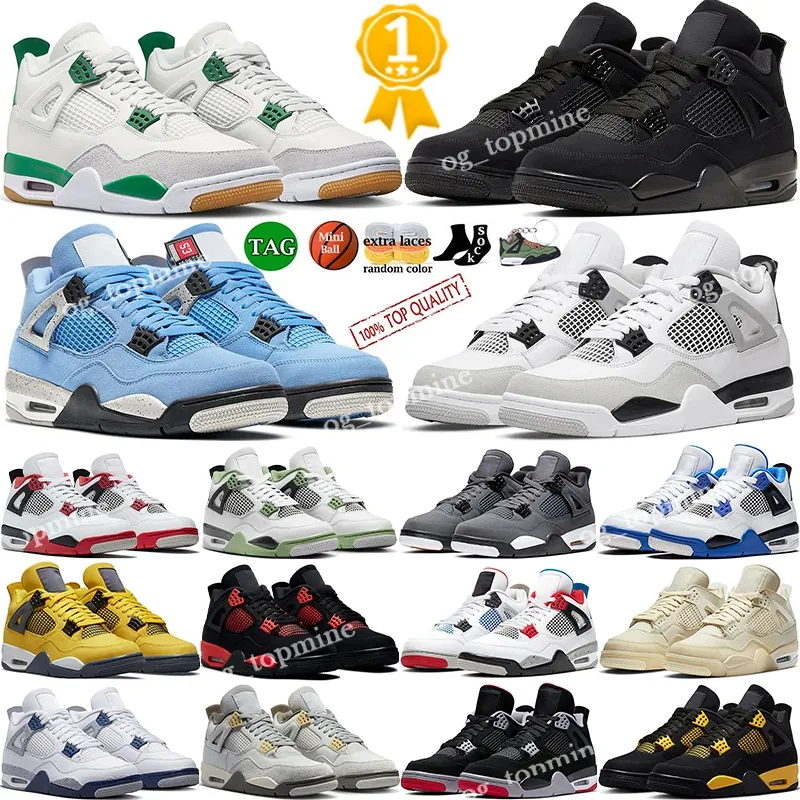 Bicycle Shoes with Box 4 Basketball Shoes for Men Women 4s Pine Green Military Black Cat Sail Red Thunder White Oreo Cool Grey Blue
Bicycle Shoes with Box 4 Basketball Shoes for Men Women 4s Pine Green Military Black Cat Sail Red Thunder White Oreo Cool Grey Blue