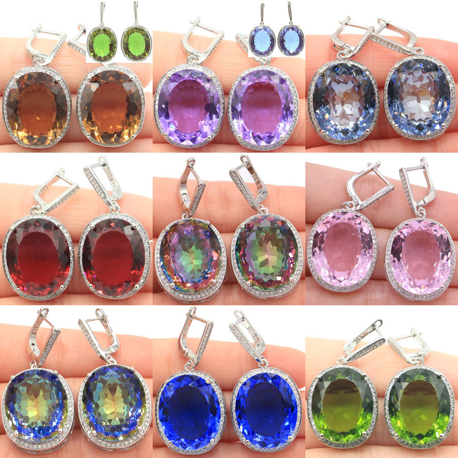 Dangle Chandelier 40x21mm Big Gemstone 22x18mm Mystic Topaz Zultanite Color Changing Alexandrite Topaz Females 925 Silver Earrings Eye Catching 230428