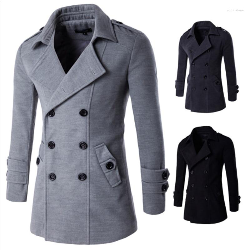 Men's Trench Coats Men British Style Double Breasted Top Coat Mens Long Masculino Male Clothing Classic Drop Overcoat