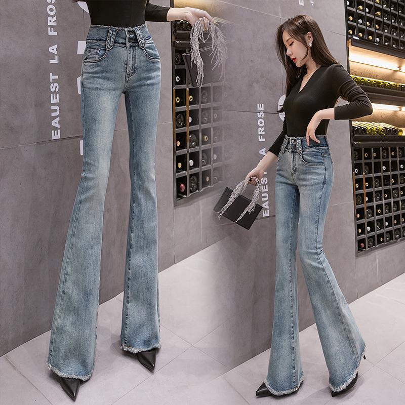 Jeans Fashion women's jeans 2020 autumn new highwaisted slimming mopping retro rawedge slimfitting trousers, Blue
Jeans Fashion women's jeans 2020 autumn new highwaisted slimming mopping retro rawedge slimfitting trousers, Blue