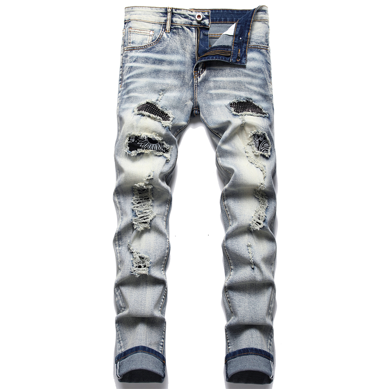 Men s Jeans Retro Blue Ripped Trendy Stretch Slim Pants High Quality Versatile Male Trousers Fashion Printed Cat Beard 230503, 6607
Men s Jeans Retro Blue Ripped Trendy Stretch Slim Pants High Quality Versatile Male Trousers Fashion Printed Cat Beard 230503, 6607