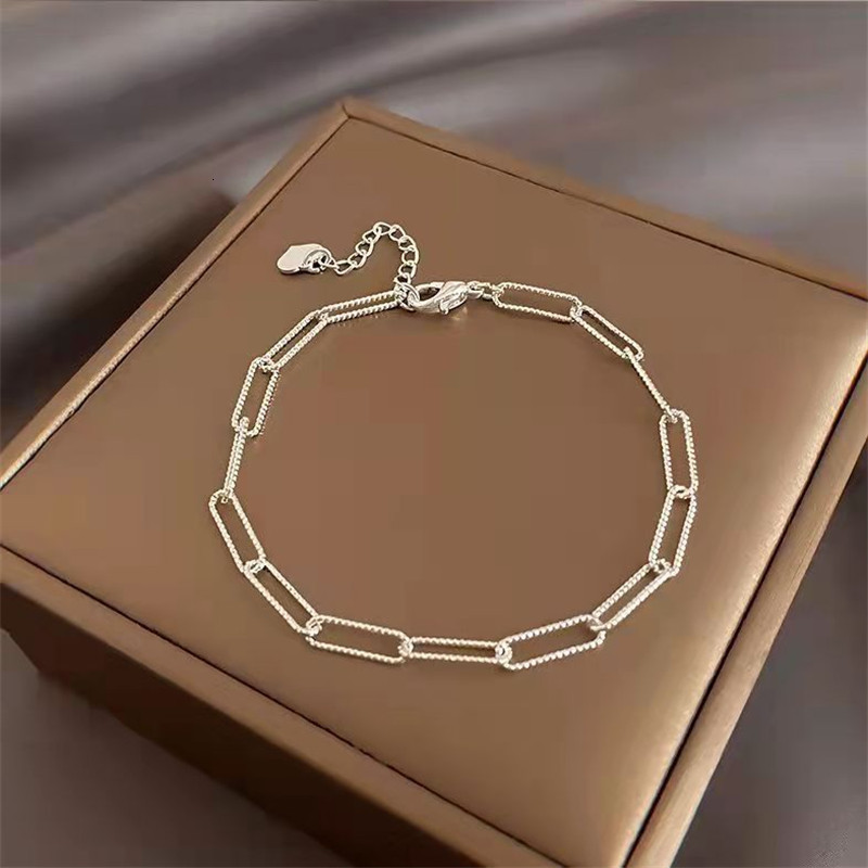 Chain Fashion Silver Colour Double Layer Bracelet Sparkling Exquisite Simple Women Fine Jewelry Accessories 230428