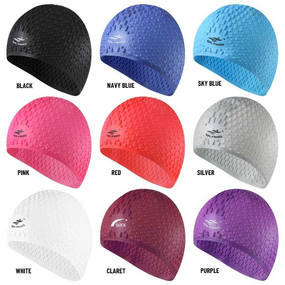 Swimming caps Fashion Adults 3D Ergonomic Design Spa Silicone Waterproof Swim Pool Hat Swimming Cap J230502