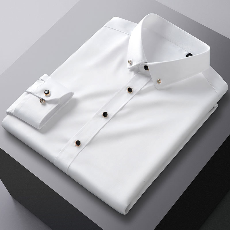 Men's Casual Shirts Button-down Men's Long Sleeve Dress Shirts Business Stretchy Silky Formal Social Non-iron Soft Smart Casual Shirt Withou