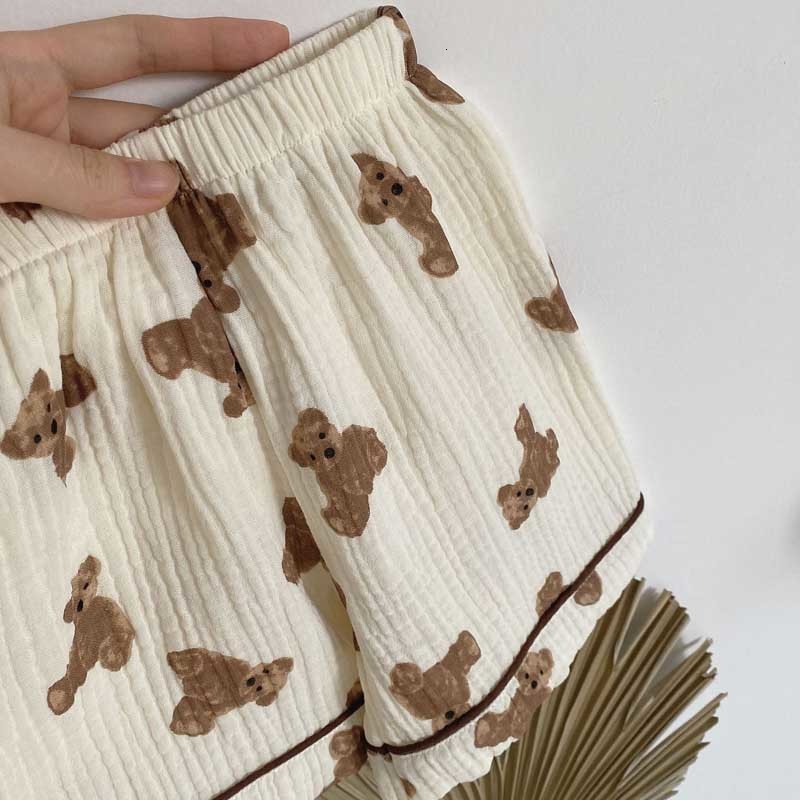 Pajamas Muslin Baby Clothes Toddler Boy Girls Summer Pajamas for Children Sleepwear Kids Clothing Set Children's Robe Pant Short Sleeve 230503