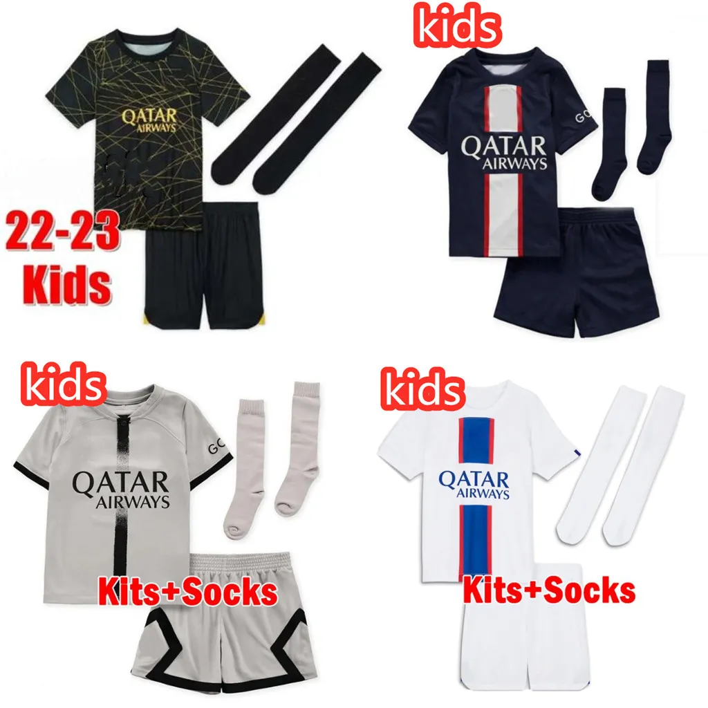 Kids 22 23 PSGs MBAPPE 2022 2023 DI MARIA WIJNALDUM SERGIO RAMOS HAKIMI Fourth Maillots De Football Kit ICARDI VERRATTI Third 4TH Shir black
Kids 22 23 PSGs MBAPPE 2022 2023 DI MARIA WIJNALDUM SERGIO RAMOS HAKIMI Fourth Maillots De Football Kit ICARDI VERRATTI Third 4TH Shir black