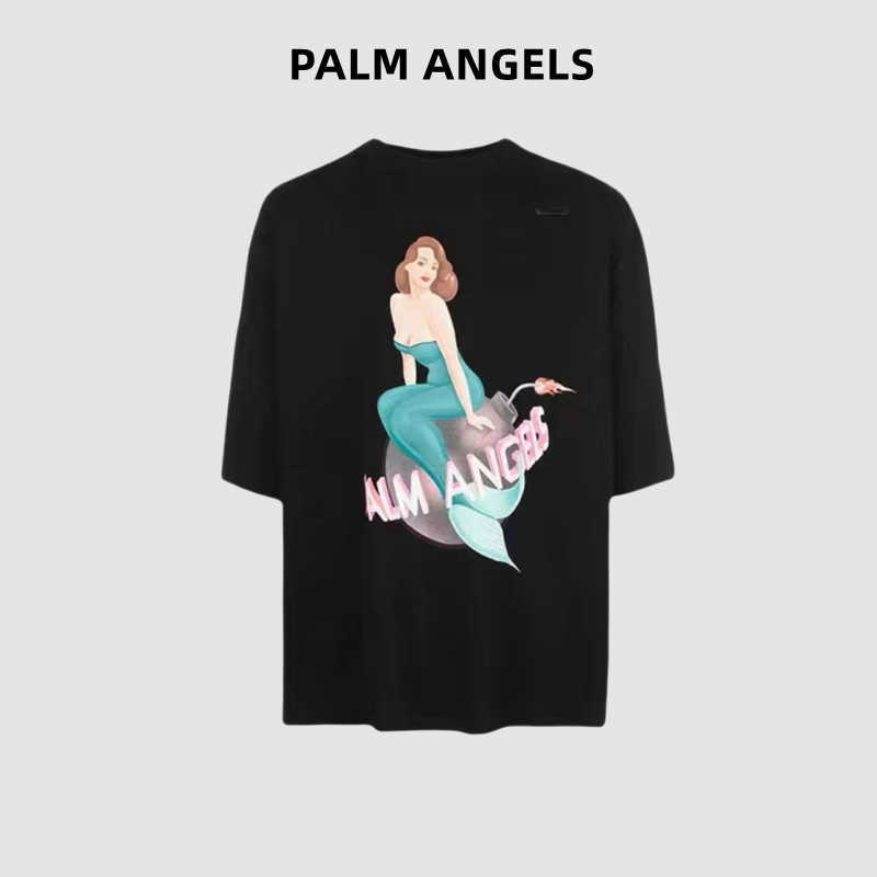 Designer Fashion Clothing Tees Palmes Angels Mermaid Print Short Sleeve Loose Couple Summer T-shirt Luxury Casual Cotton Streetwear Tops for 1H, Black
Designer Fashion Clothing Tees Palmes Angels Mermaid Print Short Sleeve Loose Couple Summer T-shirt Luxury Casual Cotton Streetwear Tops for 1H, Black