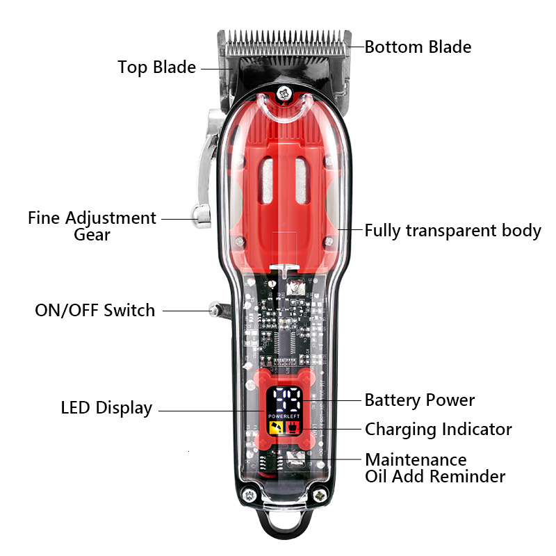 Clippers Trimmers Electric Hair Clipper Hair Cutting Machine Wireless Trimmer For Men Rechargeable Hair Cut Barber Professional Cordless Clipper 23042