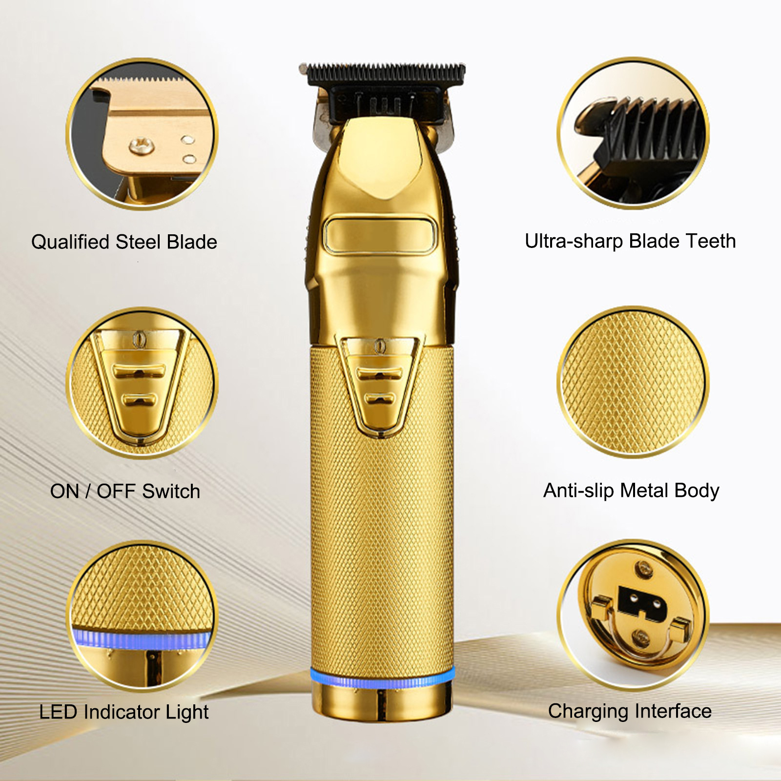 Clippers Trimmers Professional Hair Trimmer For Men Barber Rechargeable Hair Clipper Cordless Hair Cutting Powerful Machine Hair Beard Trimmer 230428
