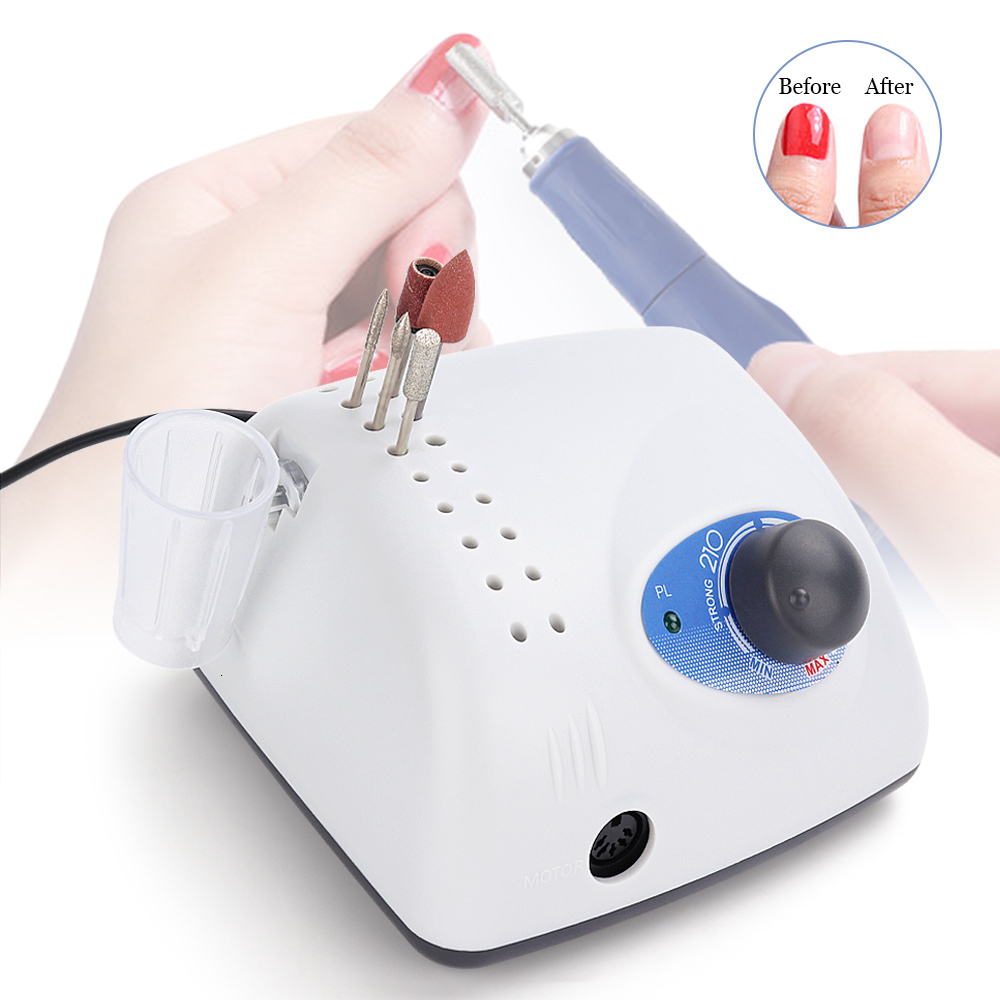 Nail Art Equipment Strong 210 Nail Drill Handle Manicure Machine 35000RPM 105L Electric Nail Drill Handpiece Pedicure Bit File Polish Nail Art Tool 23