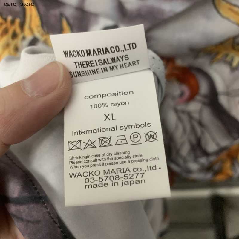 Men's Casual Shirts Real Photos WACKO MARIA Shirts Tiger Full Print Short-sleeved Cardigan Loose Holiday Seaside Hawaiian Shirt for Men Women J23