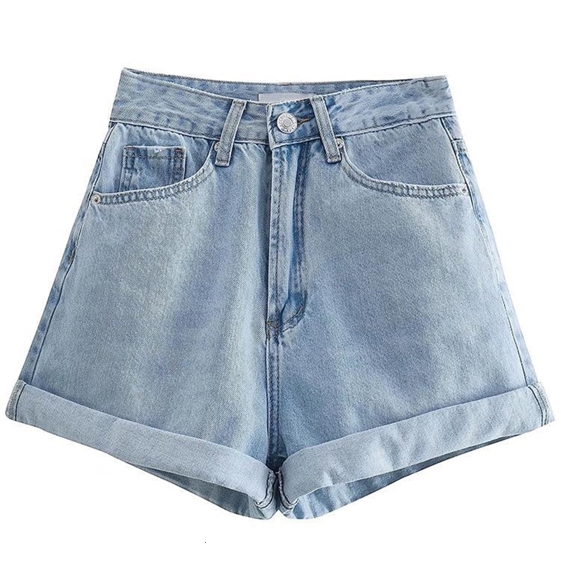 Women's Shorts Aachoae Summer Casual Solid Color Denim Shorts Women High Waits Zipper Fly Pants Ladies Fashion Chic Shorts Mujer Pantalon 230503