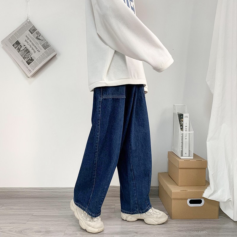 Men s Jeans Men Wide Leg Baggy Retro Blue Japanese Simple Leisure Stylish Soft All match Pocket Large Size S 3XL Solid fashion 230503