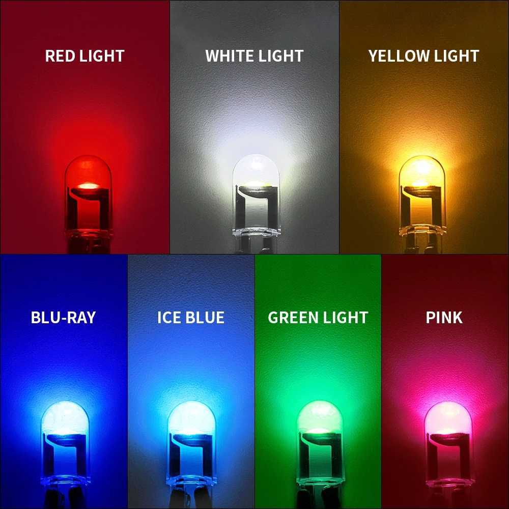200pcs Newest W5W Led T10 Car Light COB 1 LED Glass 6000K White Auto Automobiles License Plate Lamp Dome Read DRL Bulb Style 12V