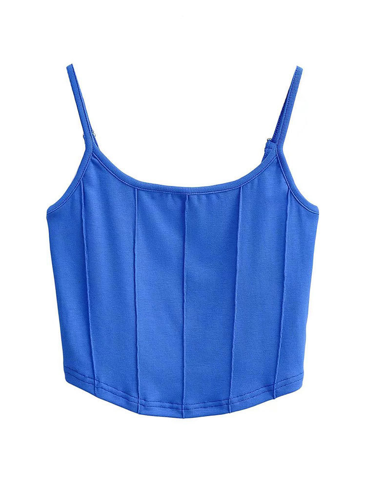 Camisoles Tanks DUOPERI Women Fashion Solid Cropped Camisole Vintage Thin Straps Square Neck Sleeveless Female Chic Lady Tops 230503