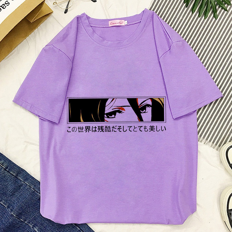 Camisoles Tanks Attack On Titan Koop Anime T shirt Women Harajuku Aesthetic Purple Tops Casual Tshirt Korea Fashion Y2k Female T Shirt 230503