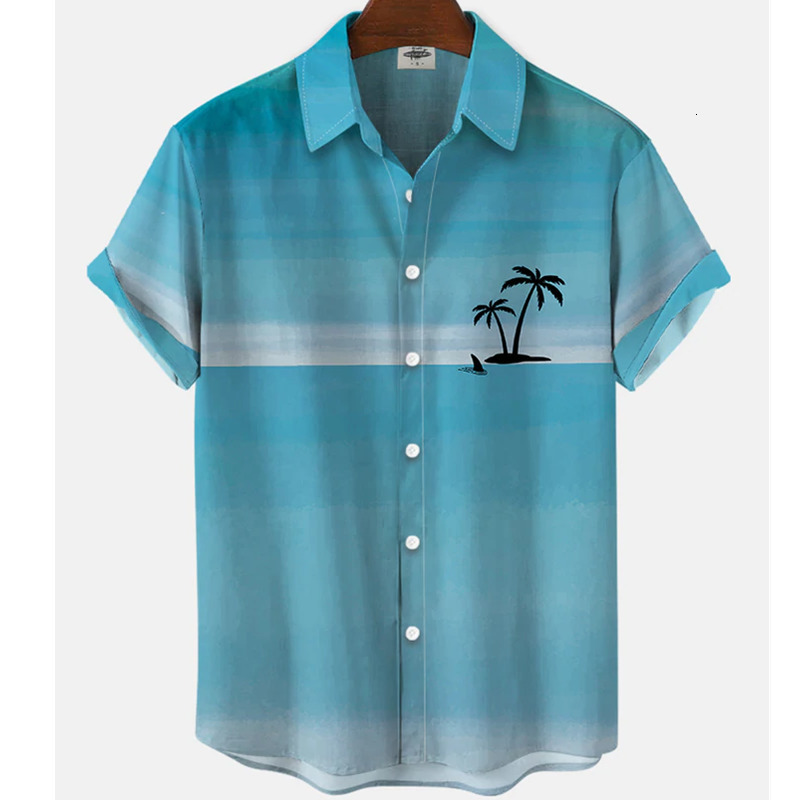 Men's Casual Shirts Harajuku Feather Hawaiian Men's Shirt Printed Short Sleeve Casual White Street Summer Beach Shirts For Men Clothing Summ
