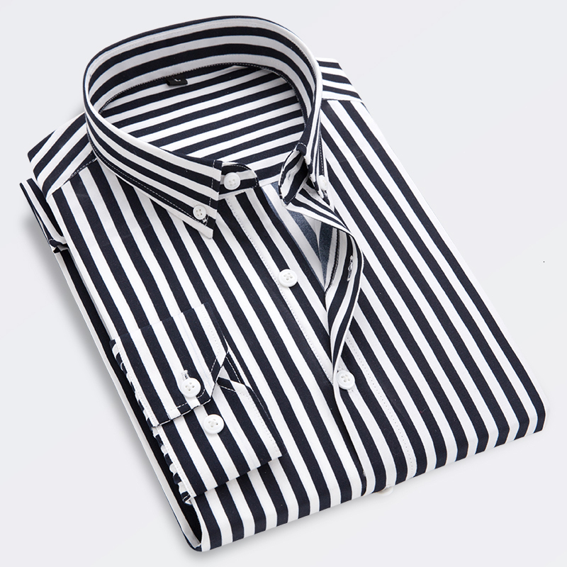Men's Casual Shirts Men's Striped Shirts Long Sleeve Dress Shirts Fashion Slim Button Formal Men's Shirts 230503