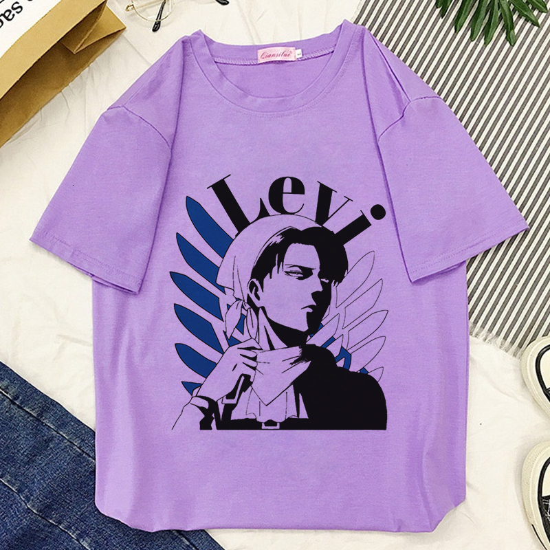 Camisoles Tanks Attack On Titan Koop Anime T shirt Women Harajuku Aesthetic Purple Tops Casual Tshirt Korea Fashion Y2k Female T Shirt 230503